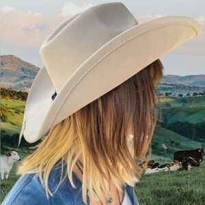 Cowboy Hat Faux Suede Cream Off White Cowgirl